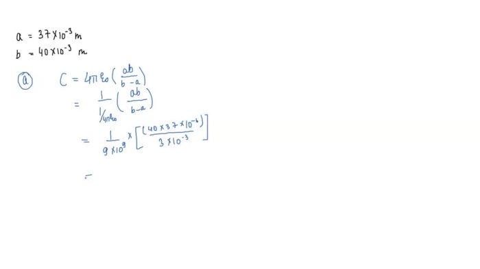 The plates of a spherical capacitor have radii