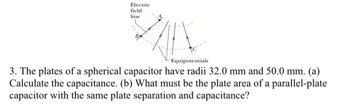 The plates of a spherical capacitor have radii